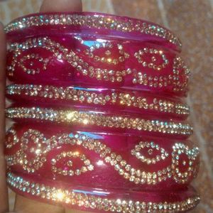 Pink &amp; Gold Glitter Bangles