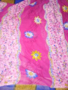 Womens Brand New Pink With Blue Saree
