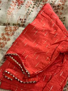 organza fabric zari saree with stitched blo