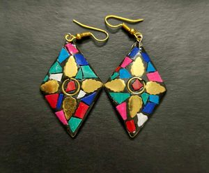 Colorful Multi Colour Mosaic Dangle Earrings