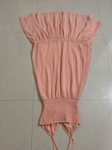 Peach Gingham Maxi Dress