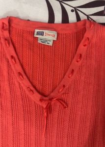 Retro Orange Bow Knit Vest