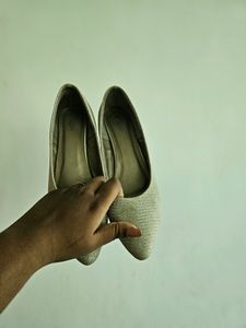 Shimmer Silver Party Wear Heels/pumps
