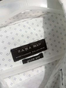 Zara Man White Patterned Shirt Size L