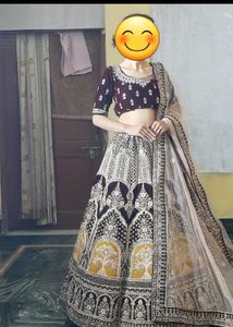 Elegant Maroon Velvet Lehenga Choli