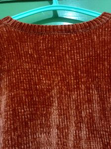 Cozy Brown Velvet Pullover Sweater