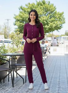 Burgundy Jumpsuit with Belt