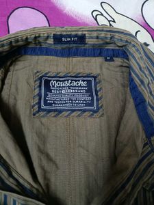 Moustache Brown &amp; Blue Striped Slim Fit Shirt