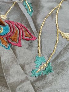 Grey Colored Embroidery Duppata
