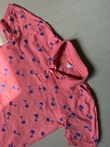 Pink Polo Shirt with Palm Trees