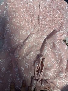Pink Floral Smocked Blouse