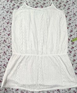 Lace White spaghetti strapy Dress
