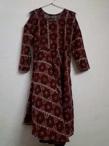 Patterned Cold Shoulder Dress