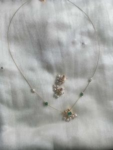 Emerald &amp; Pearl Jewelry Set