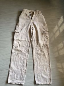 Beige Wide Leg Cargo