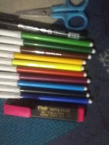 Combo Of Sketch Pen Highlighter And Seaser