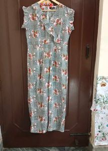 Grey And White Floral Jumpsuit