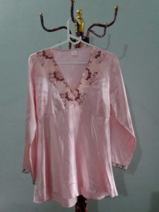 Pink Embroidered nighty