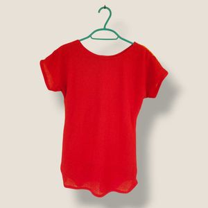 Red Embellished Woman Top