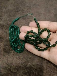 Green Faceted Glass Bead Strands