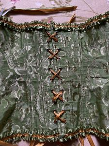 💚🌿 Elegant Sage Green Brocade Corset