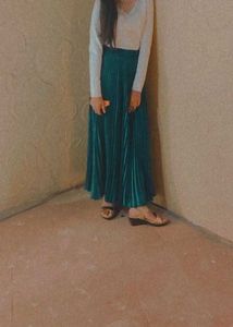 Green Pleated Skirt