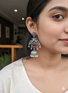 Oxidized Jhumka Earrings