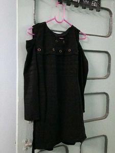 Cold Shoulder Black Mini Dress