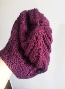 Burgundy Wool Knit Beanie