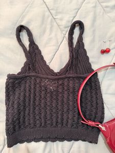 Black Knit Crop Top