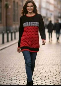Stylish Red & Black Tunic Top