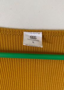 Mustard Ribbed Square Neck Top