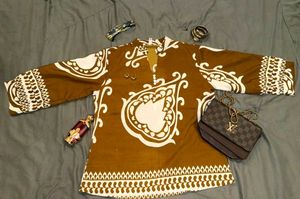 Brown & White Print Kurta