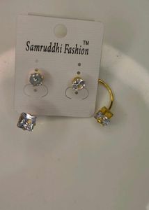 Stud &amp; Square Earring Set 2in1