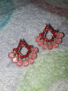 red pink stone studs