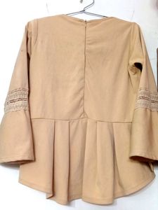 Peach Top with Lace Sleeves