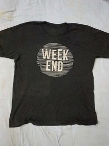 Weekend Vibes Black Cotton T-Shirt