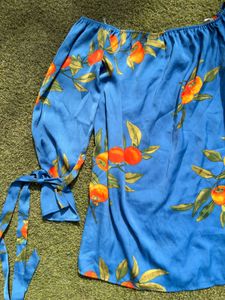 Chic Blue Floral Off-Shoulder Dress