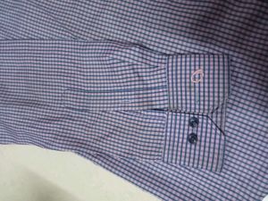 Checked Polyester Blue Shirt