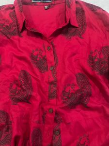 Red Paisley Shirt Dress