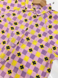 Patterned Short Sleeve Button Up