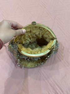 Silver Golden Clutch Perfect For Indian Occasion
