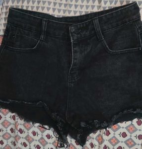Black Denim Shorts