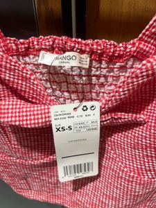 Red Gingham Knot-Front Crop Top