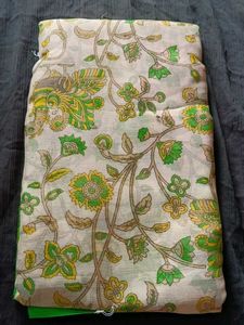 Green Silk Saree with Peacock Design