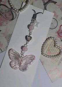 Pink Butterfly Phone Charm