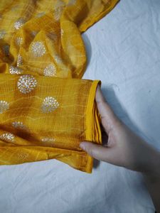 Yellow Polka Dot Saree