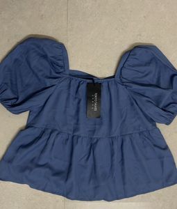 Blue Puff Sleeve Top - New with Tags