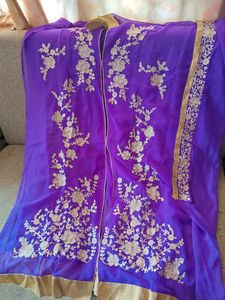 Purple Ethnic Semi Stitched Suit💜