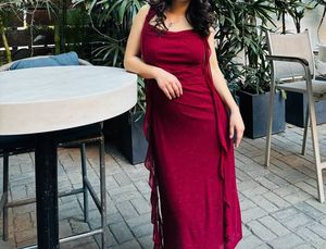 Burgundy Shimmer Evening Gown